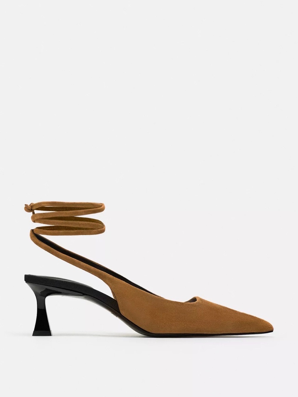 ZARA Lace Up Slingback Leather Heels